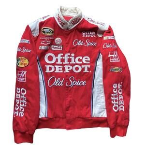 Chase Authentics Jacket Womens Large Red NASCAR Racing Bomber Embroidered